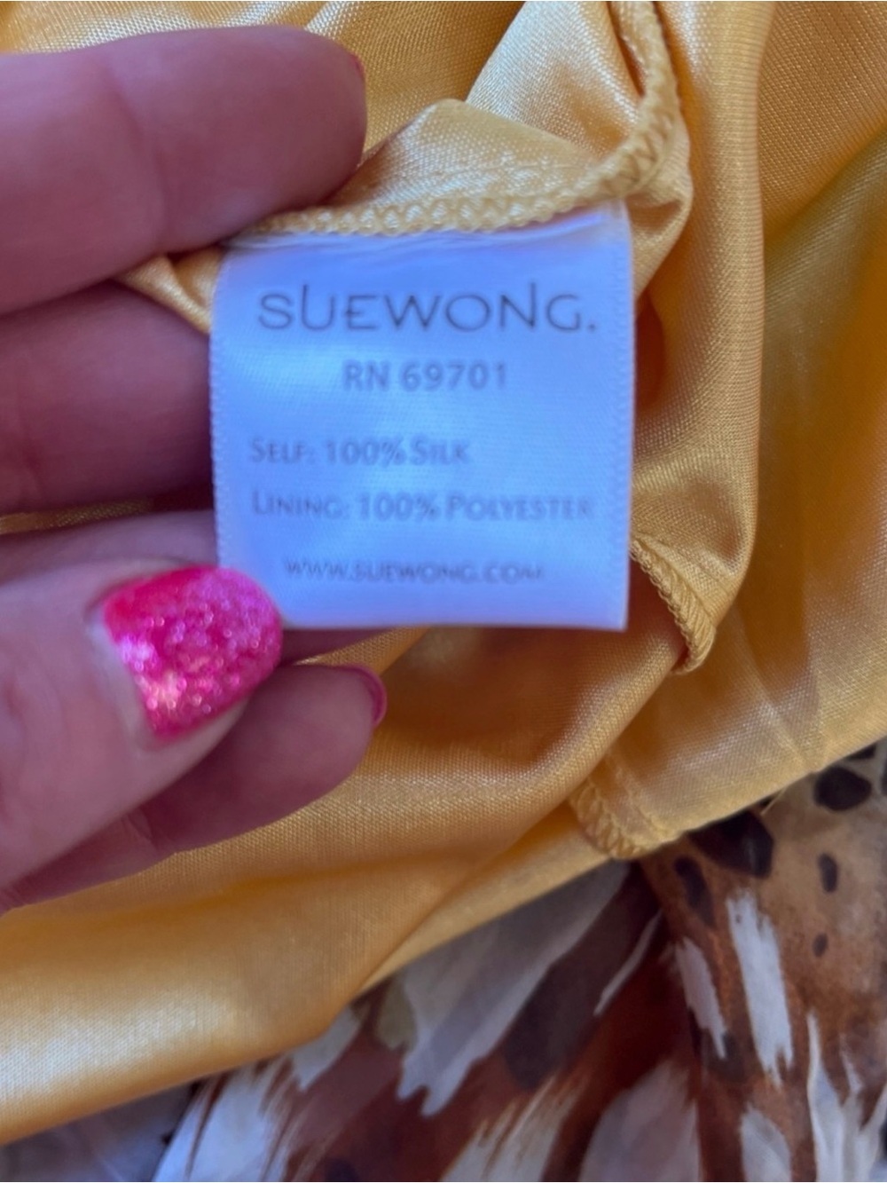 Sue Wong Yellow Brown Animal-Print Mini Dress - Picture 6 of 10